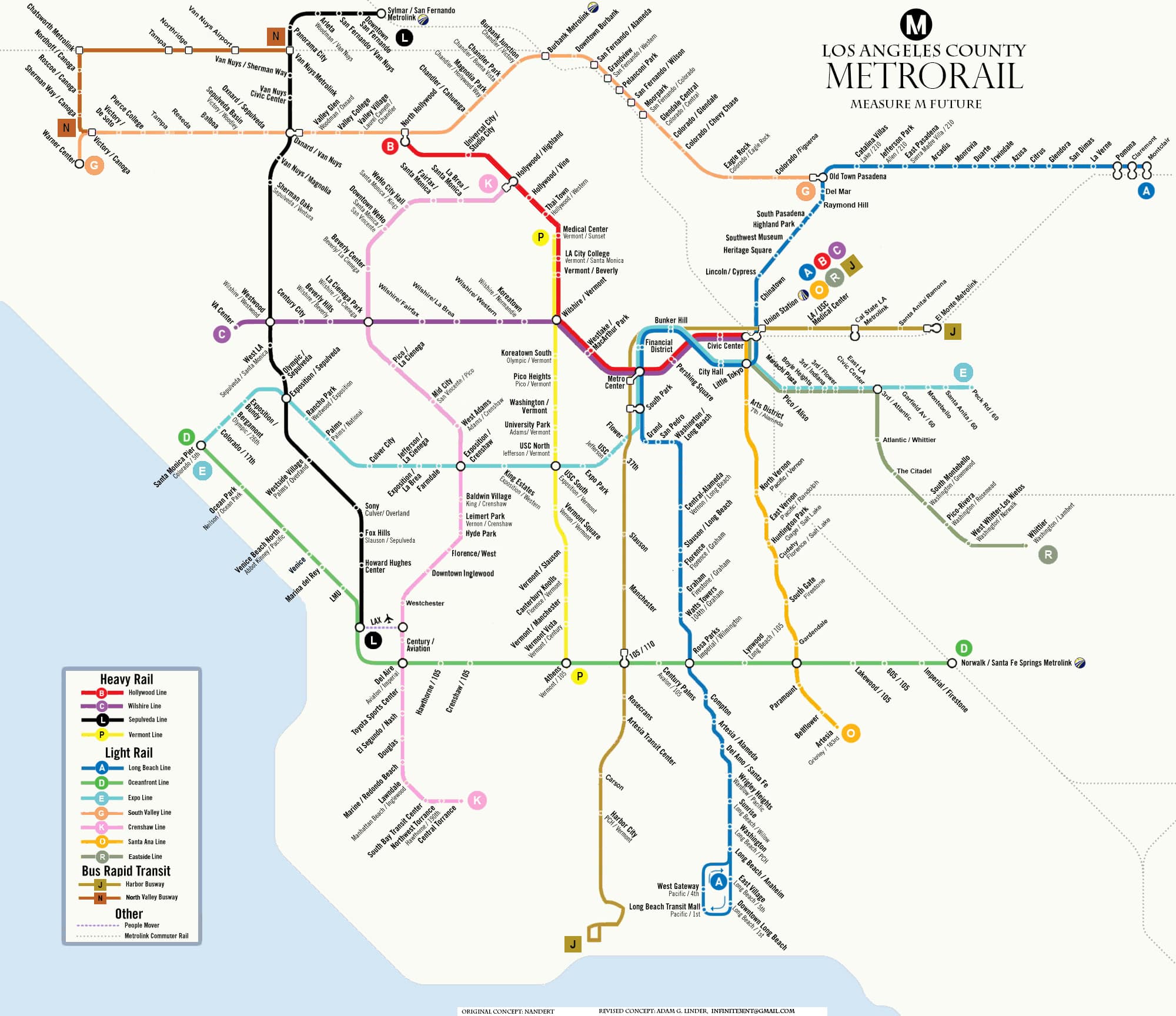 An image of the Los Angeles MetroRail 'Dream Map' created by Adam